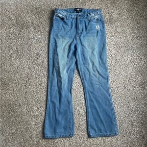 Daisy Street Blue High Rise Cropped Jeans with 'Girls Rock' Embroidery Denim 8
